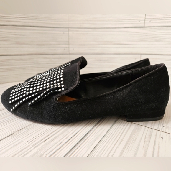 Zara Suede Loafers with Silver Studded Fringe Women's Size 6.5 / 37 - Picture 5 of 11